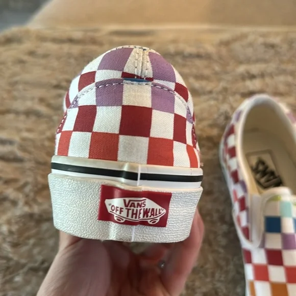 Vans Unisex Multicolor/Rainbow Checkered Slip-On Sneakers - Picture 5 of 7